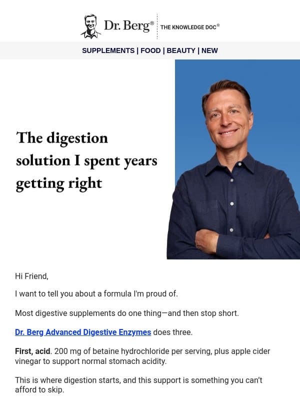 The digestion formula I spent years getting right email from Dr. Berg Shop