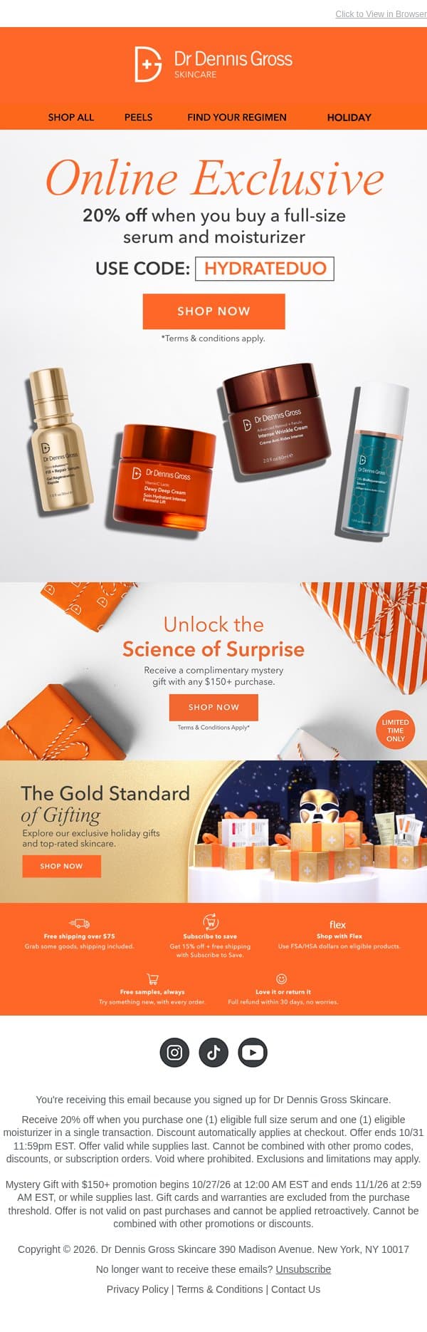 ⚡ Now 20% Off: Your Favorite Hydration Duo email from Dr. Dennis Gross Skincare screenshot