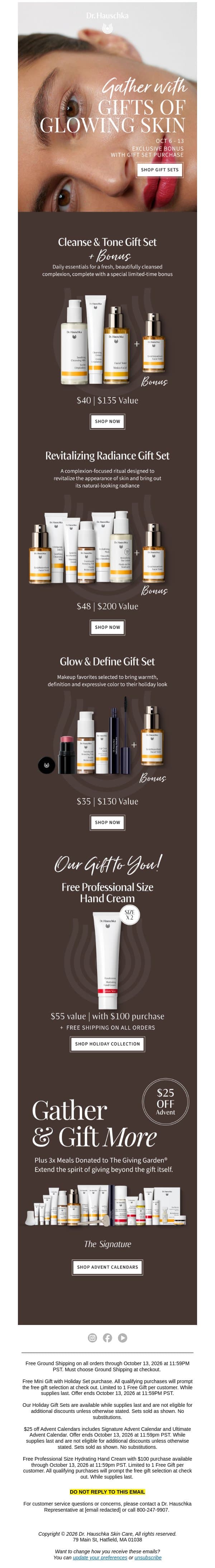 Ends tomorrow: gift sets, with a bonus email from Dr. Hauschka screenshot