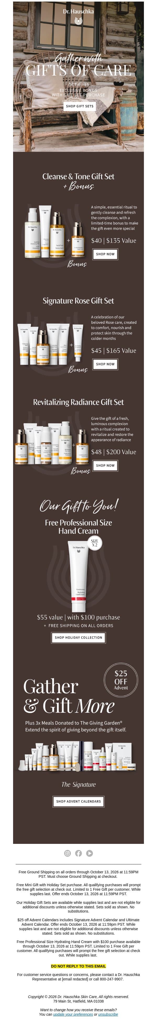 Last Day! Face Care Gifts Worth Giving email from Dr. Hauschka screenshot