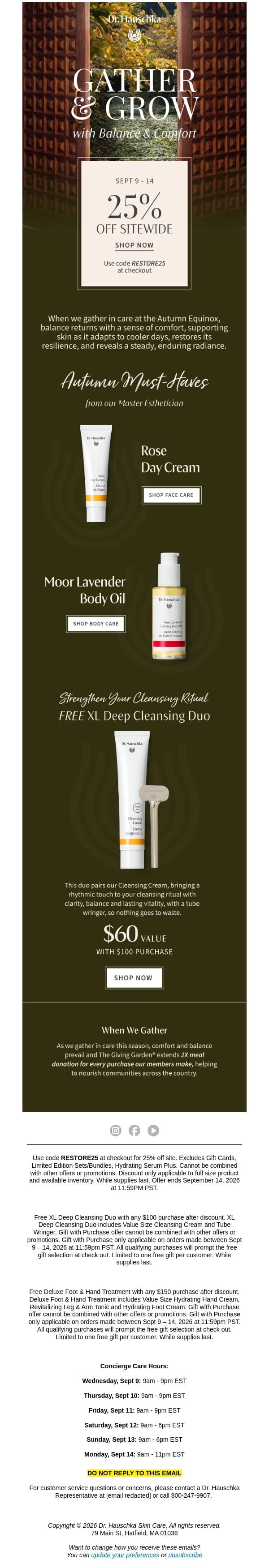 Open for 25% Off Sitewide email from Dr. Hauschka screenshot