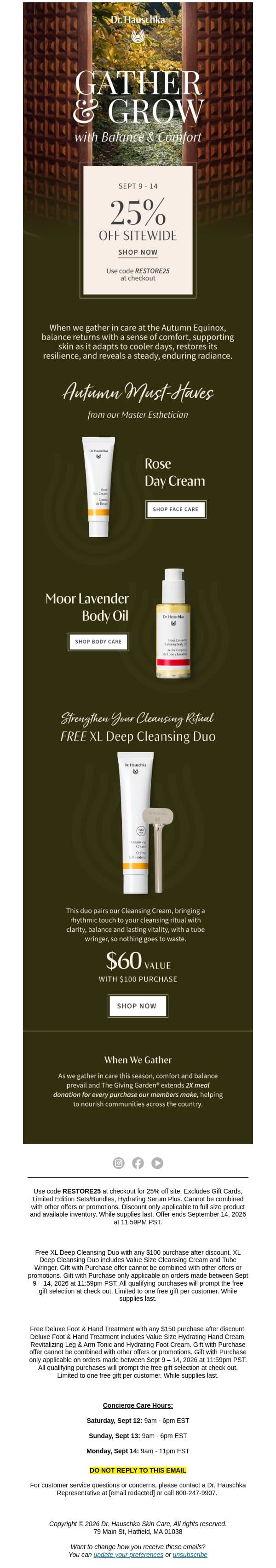 25% Off Sitewide email from Dr. Hauschka screenshot
