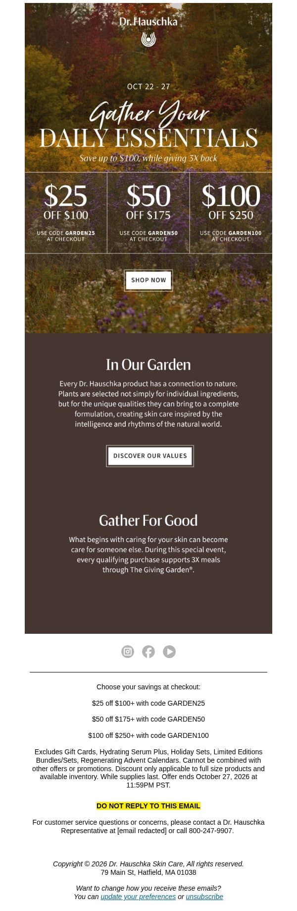 Your First Gift from Our Garden email from Dr. Hauschka screenshot