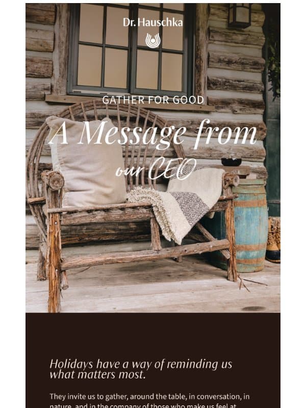 A Holiday Message from our CEO email from Dr. Hauschka