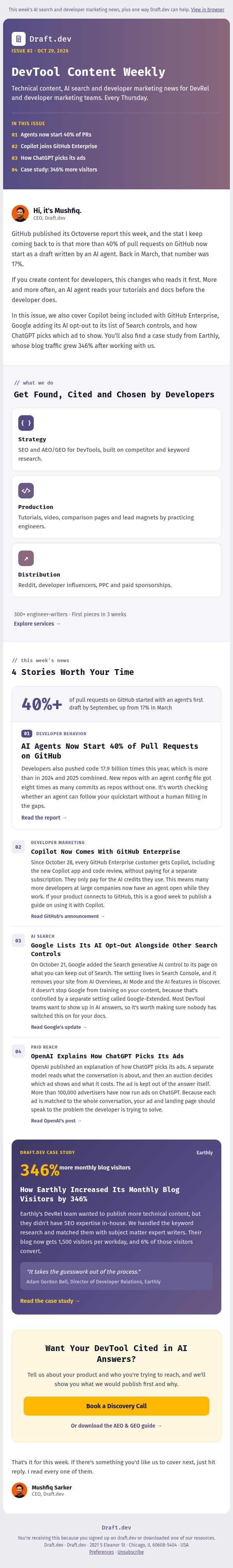 What GitHub’s new report means for your content - Draft.dev email from Draft.dev screenshot