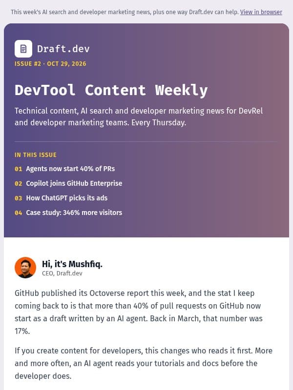 What GitHub’s new report means for your content - Draft.dev email from Draft.dev