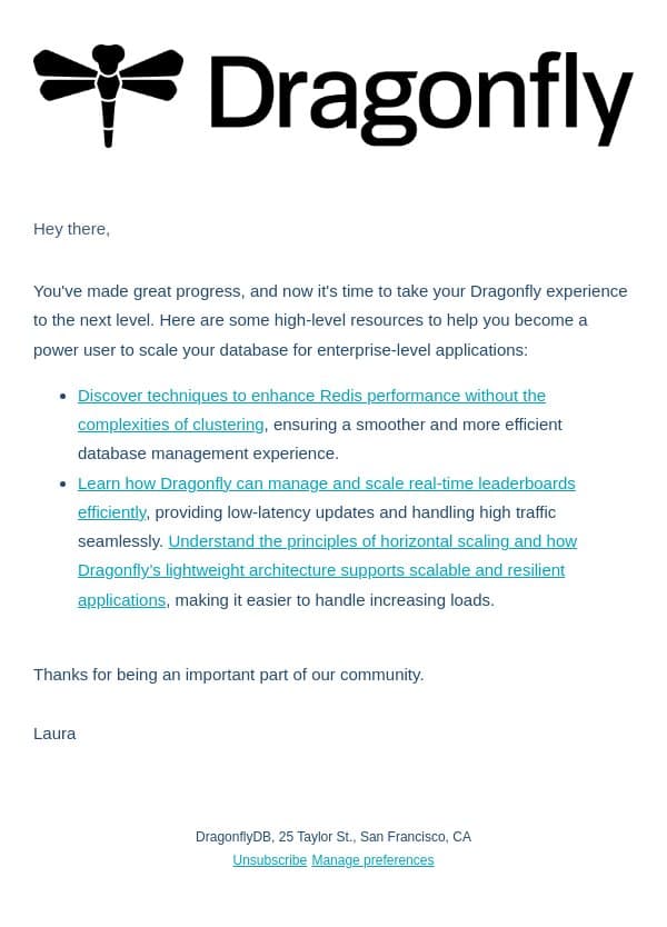 Elevate Your Dragonfly Experience! email from Dragonfly screenshot