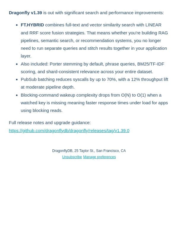 Dragonfly v1.39: native hybrid search email from Dragonfly screenshot