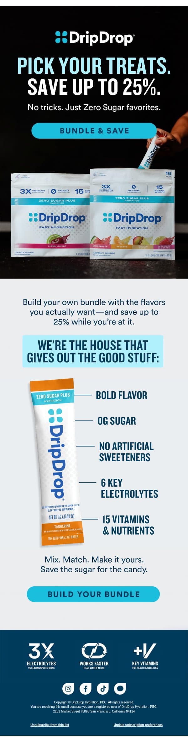 Zero Sugar. 100% treat. 👻 email from DripDrop screenshot