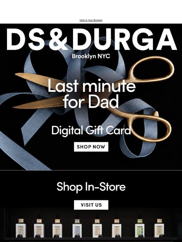 Last minute gifts for dad email from D.S. & Durga
