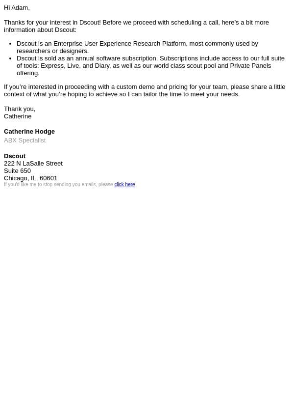 your Dscout meeting email from dscout