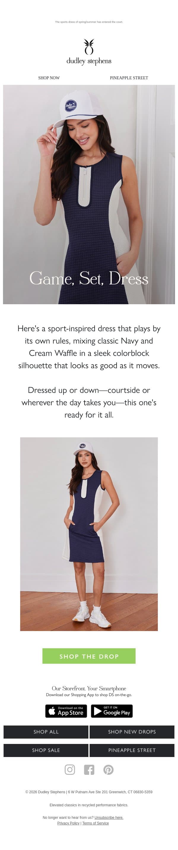Dropping Now: The Volley Dress email from Dudley Stephens screenshot