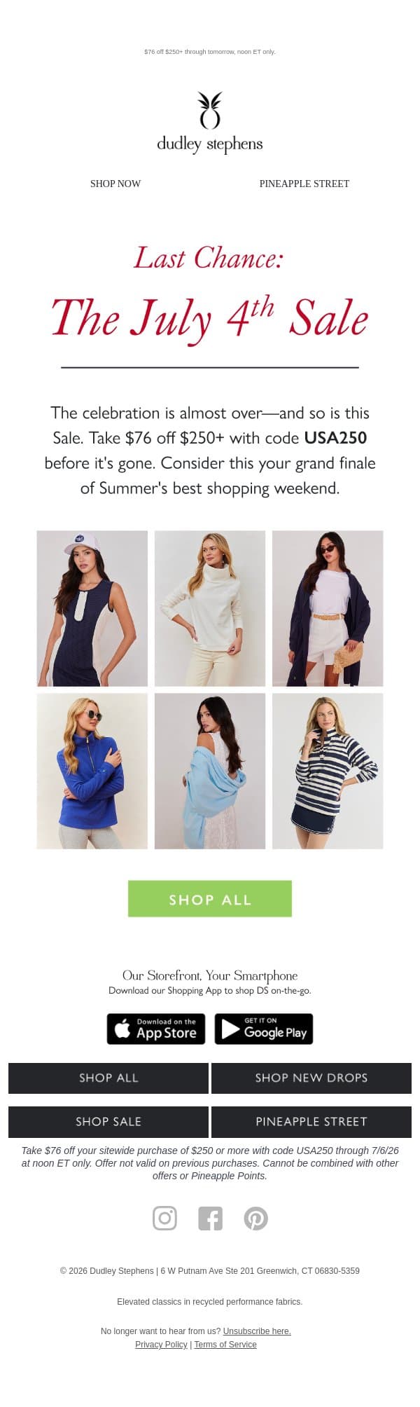 Last Chance: The July 4th Sale ends soon! email from Dudley Stephens screenshot