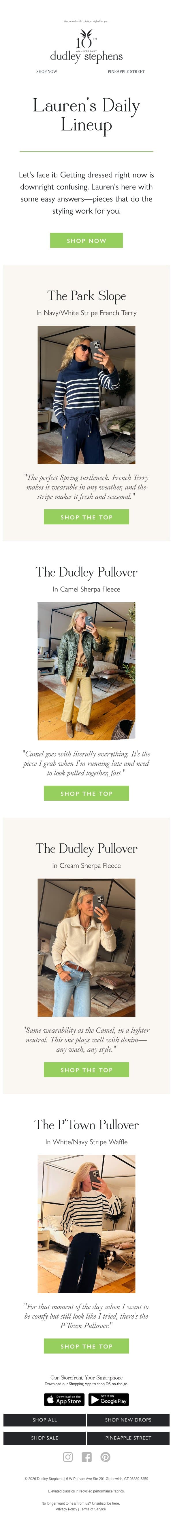What Lauren's Wearing This Week email from Dudley Stephens screenshot