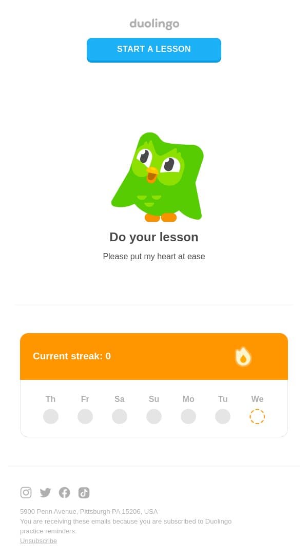 I’m not above begging 🙏 email from Duolingo screenshot