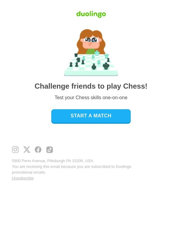 π€© New! Play Chess with friends email from Duolingo
