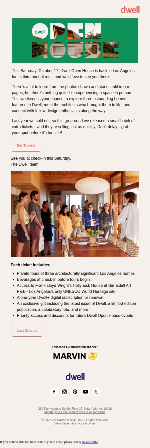 Dwell Open House Is Just Three Days Away email from Dwell screenshot