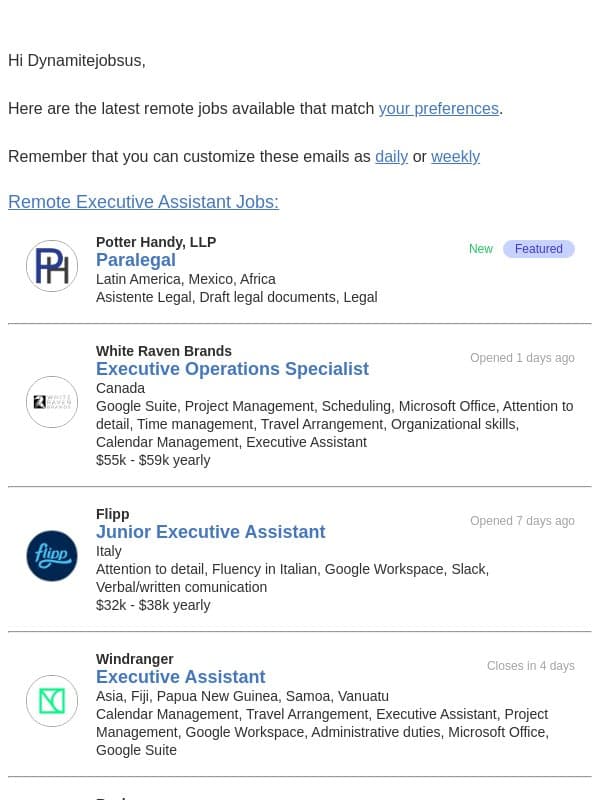 1 New Remote Jobs for You - March 13, 2026 email from Dynamite Jobs