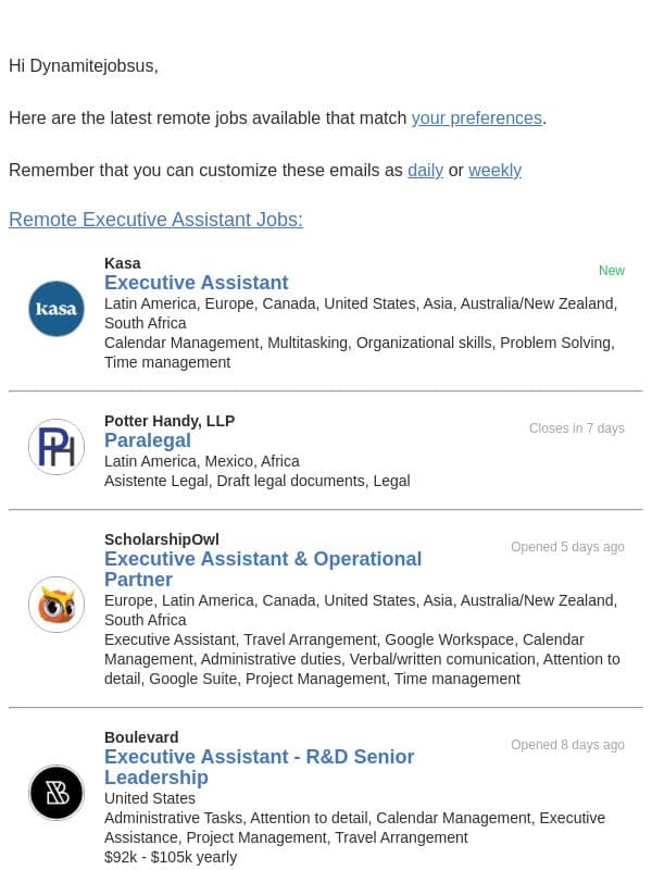 1 New Remote Jobs for You - April 05, 2026 email from Dynamite Jobs