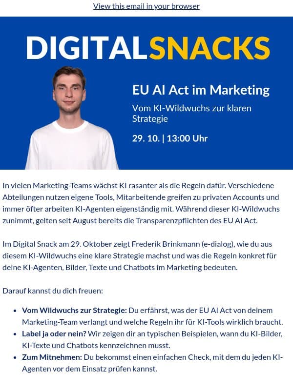 ⚖️ EU AI Act: Welche Regeln jetzt für dein Marketing gelten email from e-dialog
