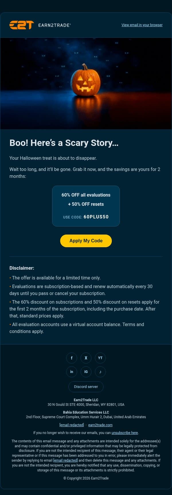 They’re Almost Gone! ✂️💨 email from Earn2Trade screenshot