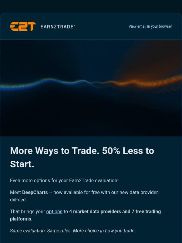 ⚡️ New at Earn2Trade: DeepCharts with dxFeed email from Earn2Trade