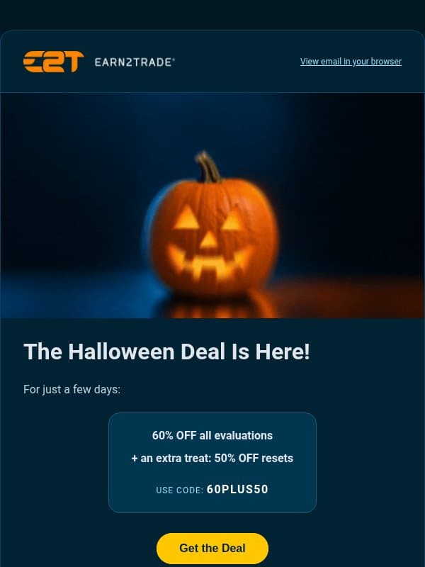 60% OFF All Evaluations + an Extra Treat 👀 email from Earn2Trade