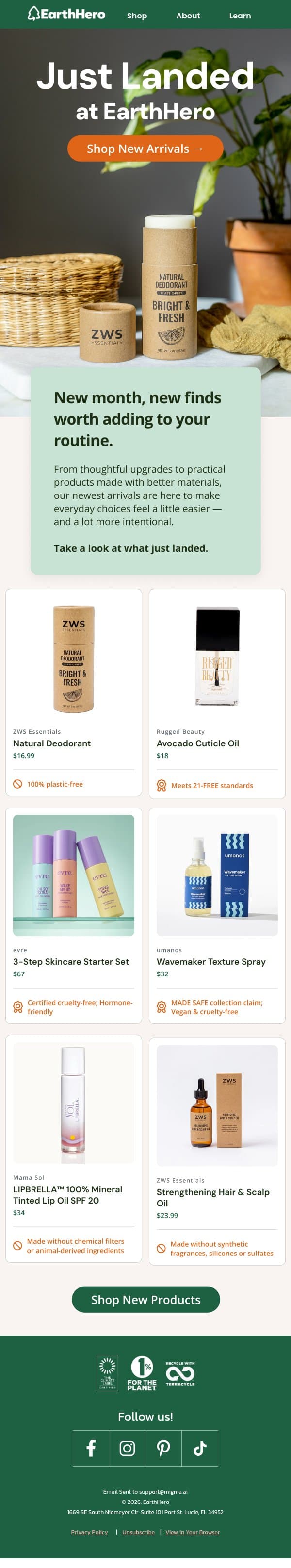 Fresh Finds for September π email from EarthHero screenshot