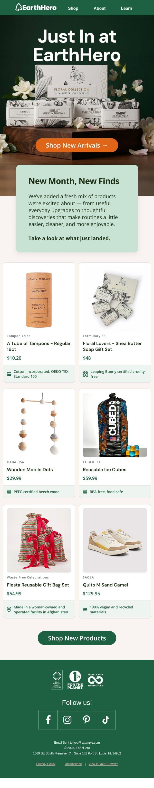 Fresh Finds for October 🍁 email from EarthHero screenshot