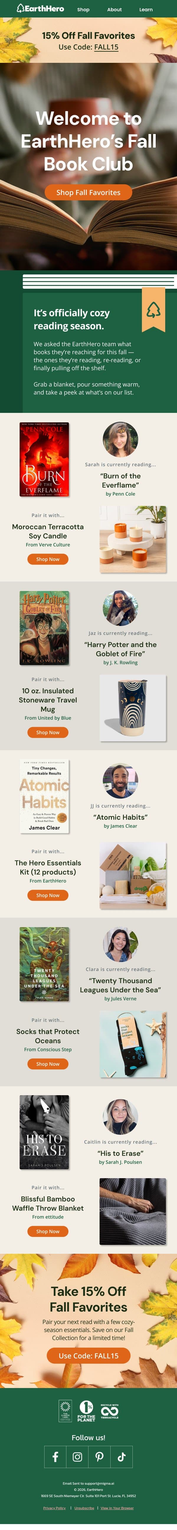 What We’re Reading This Fall 📚 email from EarthHero screenshot