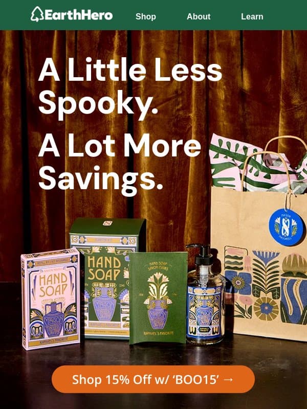15% Off Sitewide — No Scaries Here 👻 email from EarthHero