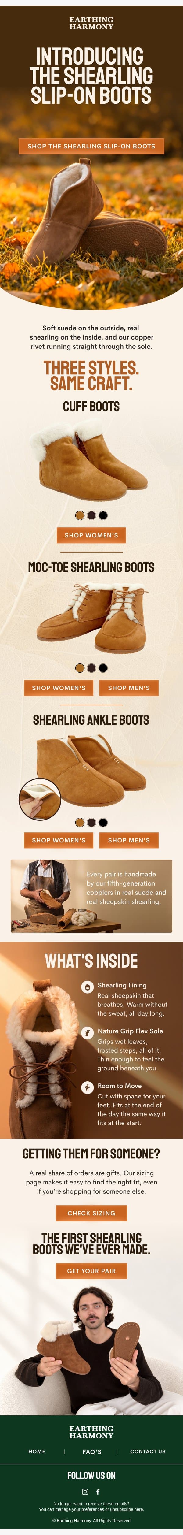 Shearling Boots Have Arrived! email from Earthing Harmony screenshot