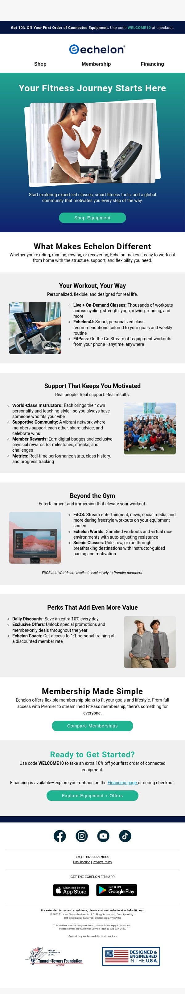 What Sets Echelon Apart? Find Out Now! email from Echelon Fitness screenshot