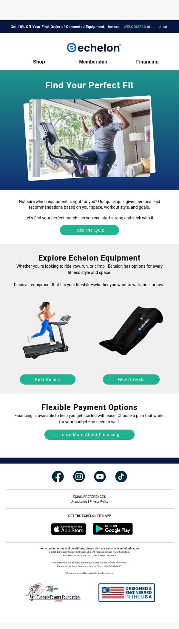 Discover Top Echelon Equipment Just for You! email from Echelon Fitness screenshot