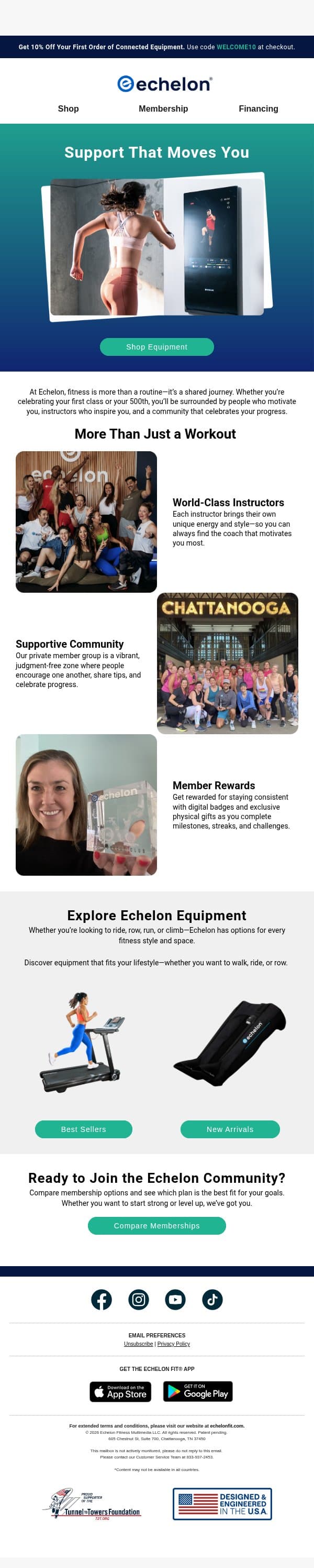 Why Our Members Stick With Echelon email from Echelon Fitness screenshot