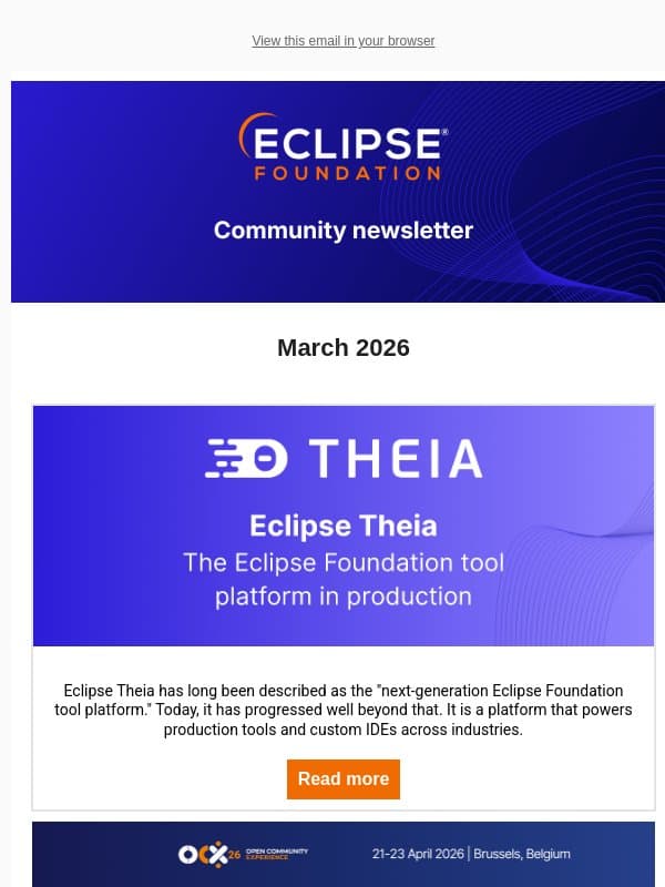 π Eclipse Theia, Open VSX Registry, AI-assisted development, and more email from Eclipse Foundation