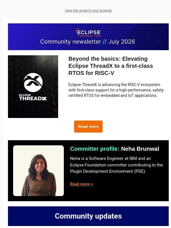 π Eclipse community newsletter - July email from Eclipse Foundation