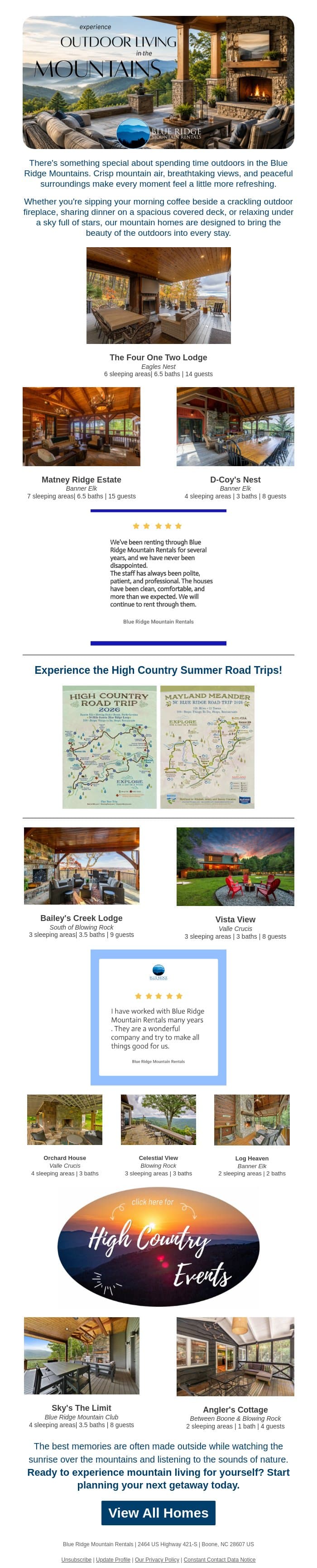 Enjoy Outdoor Living in the Cool Mountain Air! email from Eco-Products screenshot