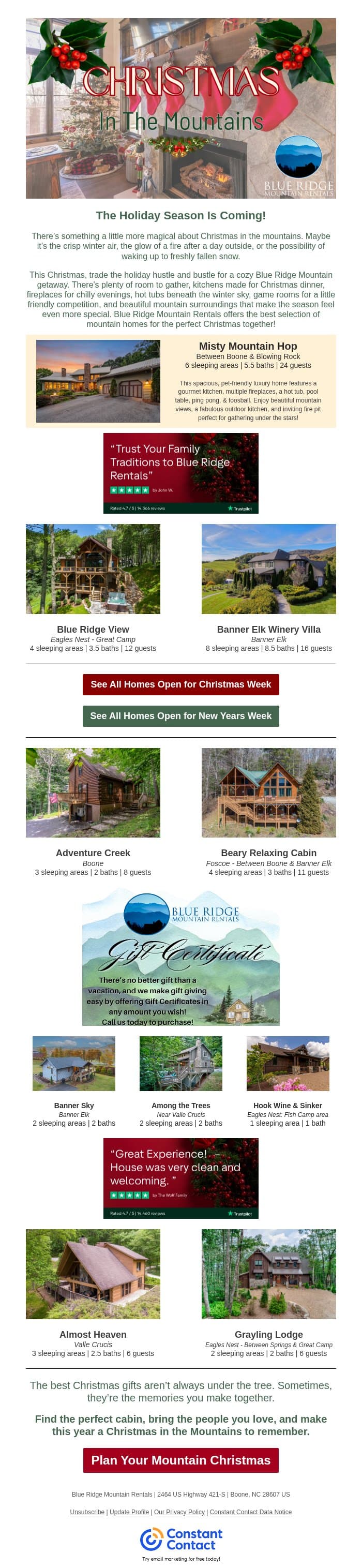 Make This Christmas a Mountain Christmas email from Eco-Products screenshot