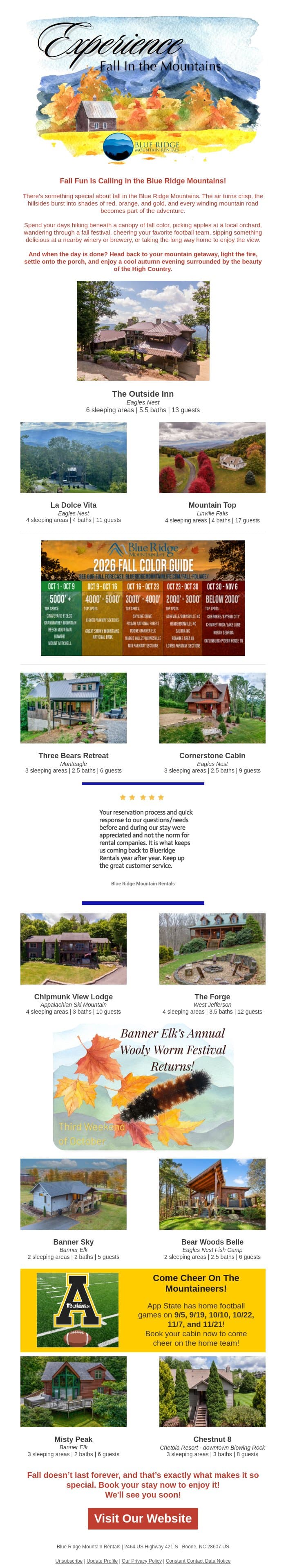 Fall Fun Is Calling in the Blue Ridge Mountains! email from Eco-Products screenshot