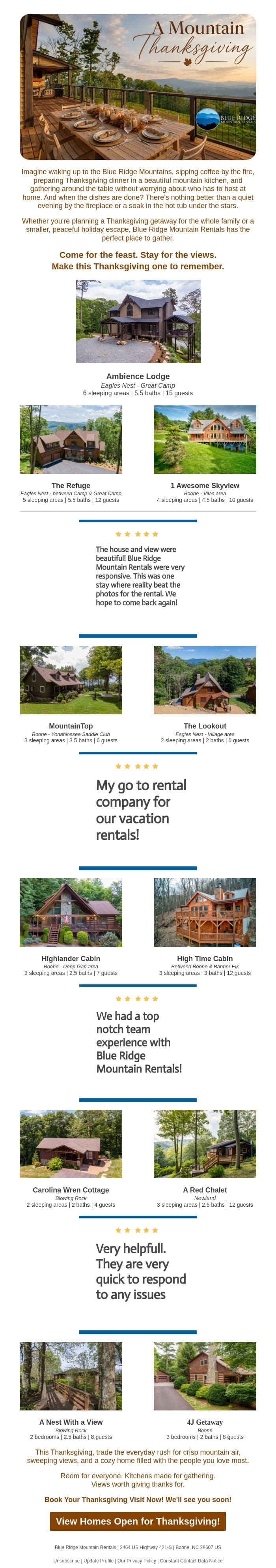 Find Your Thanksgiving Mountain Home → email from Eco-Products screenshot