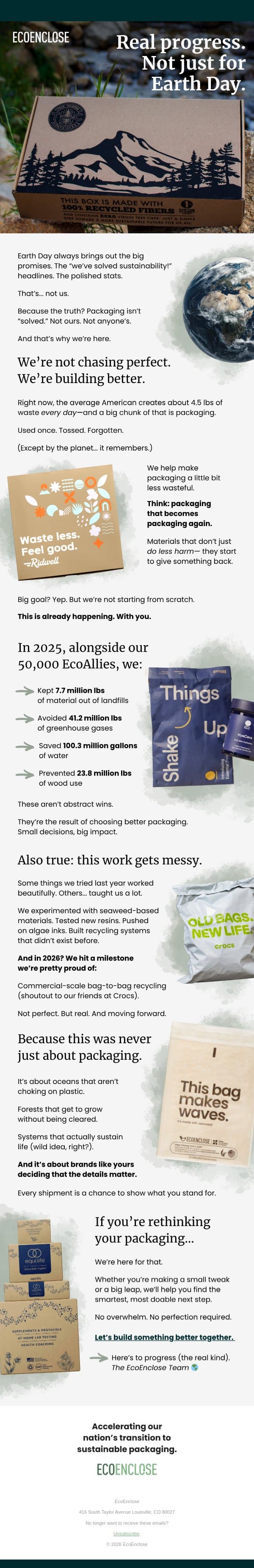 Earth Day, honestly. email from EcoEnclose screenshot
