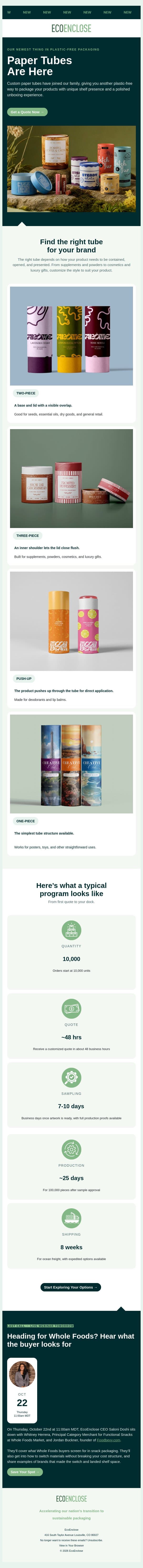 Say hello to paper tubes email from EcoEnclose screenshot