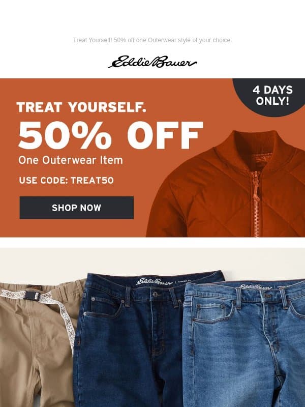 Rugged Outside, Fleece-Lined Inside email from Eddie Bauer