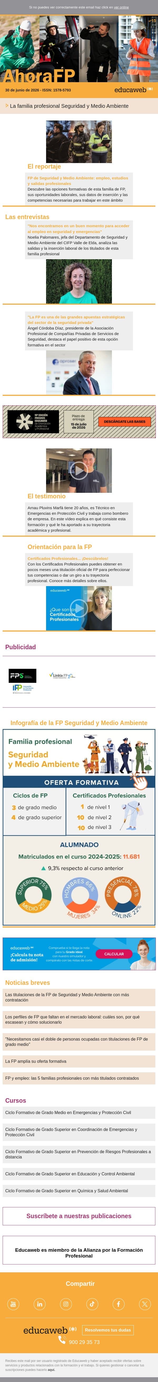 FP de Seguridad y Medio Ambiente: sus oportunidades y salidas email from Educaweb screenshot
