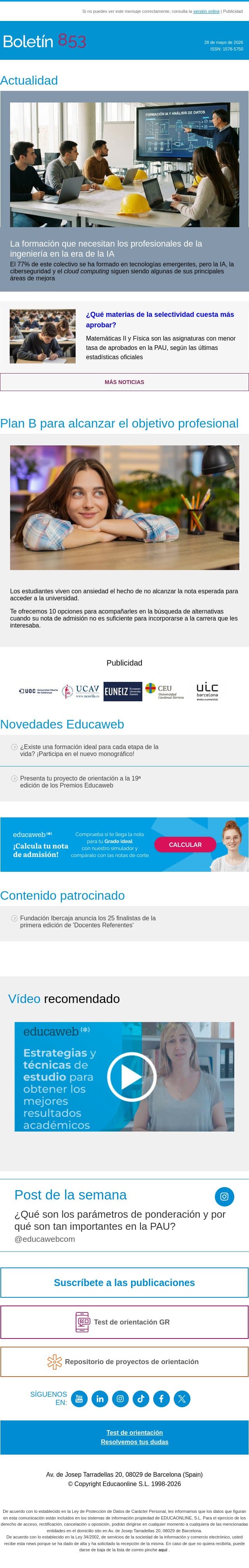 La formación pendiente de los ingenieros email from Educaweb screenshot