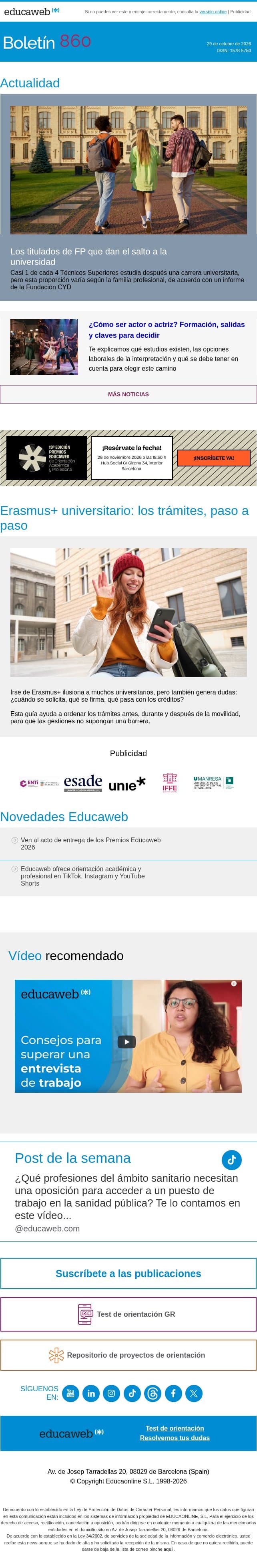 De la FP a la universidad: qué titulados dan el paso email from Educaweb screenshot