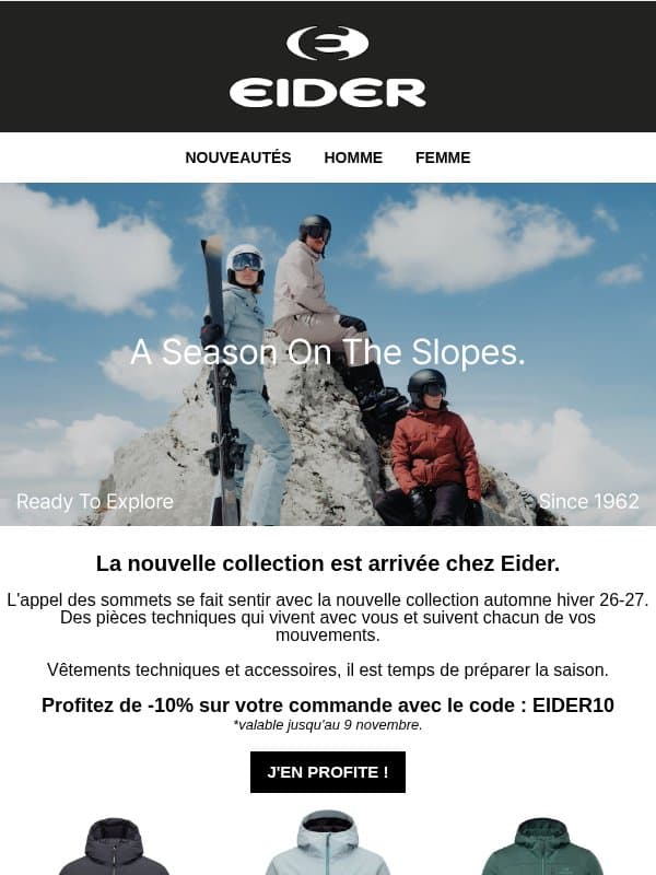 -10% pour fêter l'arrivée de la nouvelle collection email from Eider