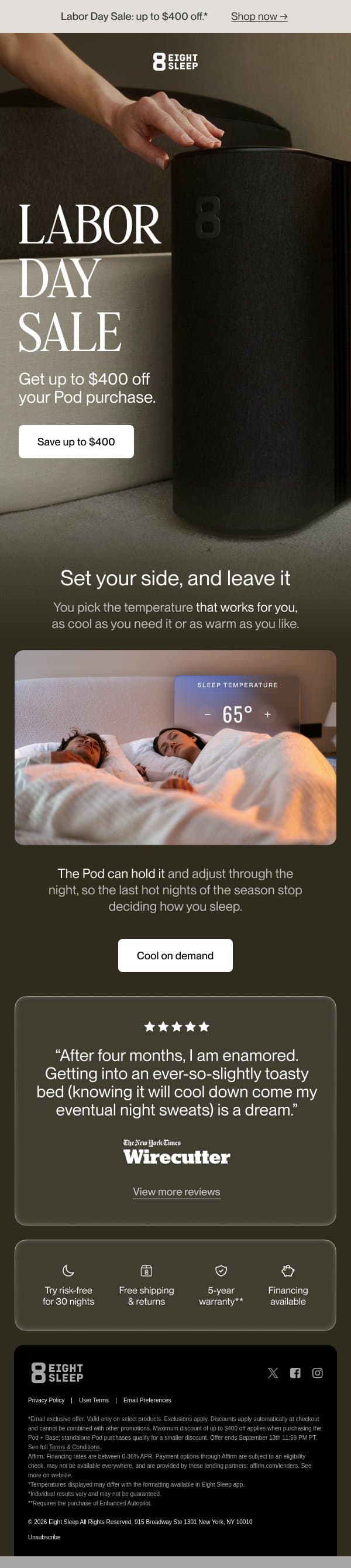 In case today got away from you* email from Eight Sleep screenshot