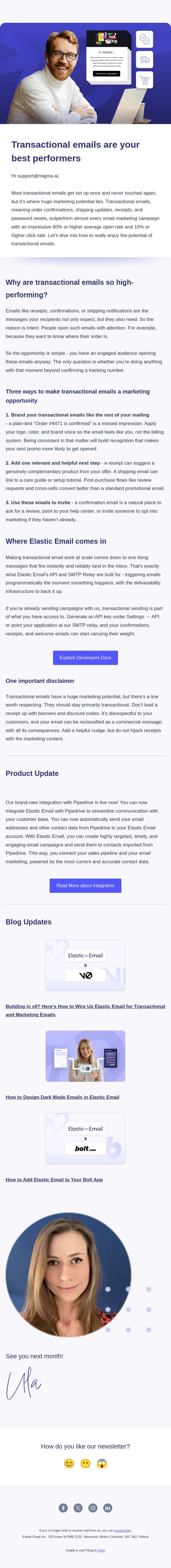 The email your customers actually open đź“§ email from Elastic Email screenshot